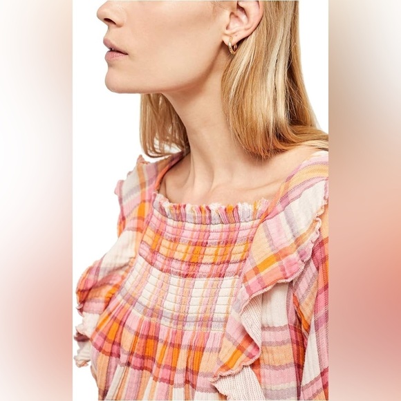 Free People Siena Plaid Pullover top NWT size S - Picture 9 of 11